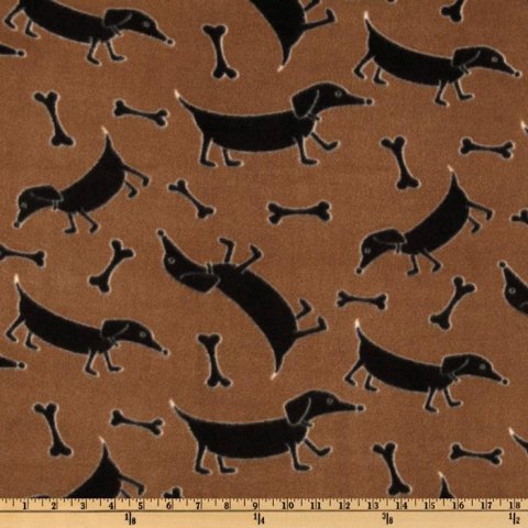 Fleece, brun m/sorte gravhunde