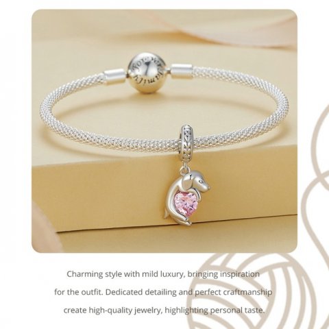 Pandora-type vedhng i 925 Sterling slv m/hjerte