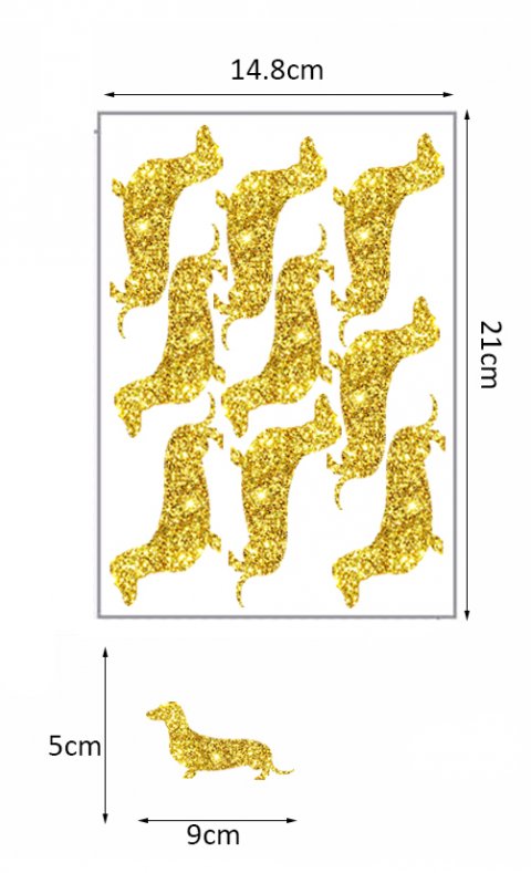 guld glitter stickers, ark m/9 stickers