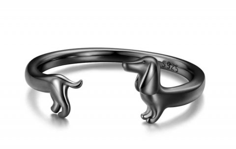 Wostu justerbar ring i oxyderet 925 sterling slv